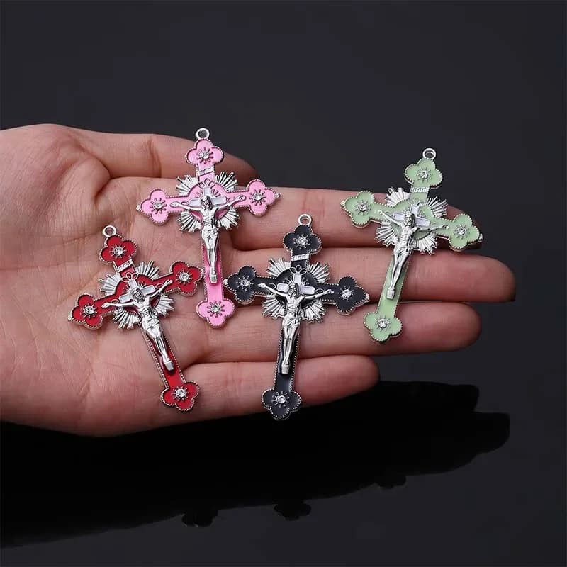 Pendentif religieux de croix de Jésus fait à la main, artisanat de bijoux, breloque, cadeau, nouveau