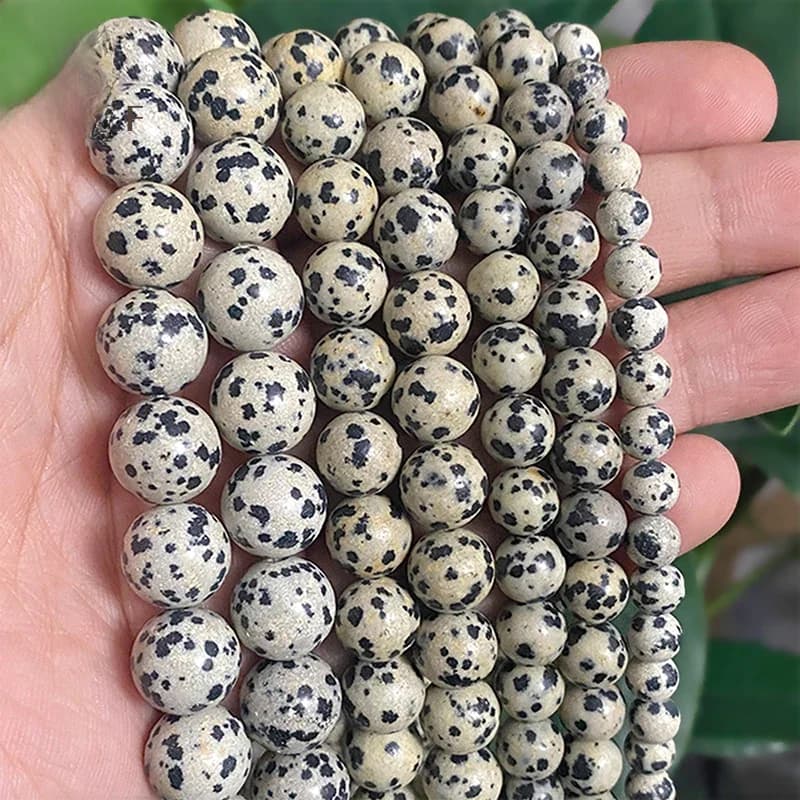 Perles rondes en jaspe Dalmation, pierre naturelle pour la fabrication de bijoux, accessoires de Bracelet, fil de 15 pouces, 4/6/8/10/12/14mm