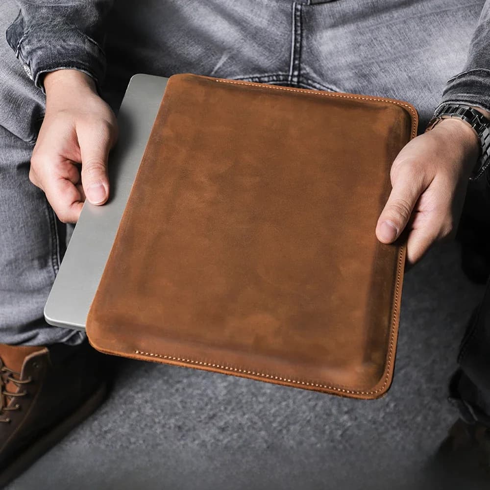 CONTACTS FAMILY – housse en cuir véritable pour ordinateur portable, pour Macbook Pro Air 13 14 16 M4 M3 M2, housse HP DELL XPS 13, sac d'ordinateur pour hommes