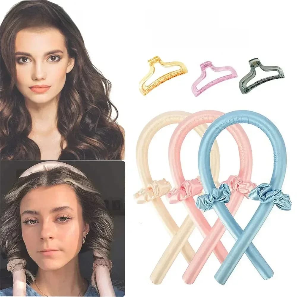 Tige à friser sans chaleur, bandeau sans chaleur, boucles en soie, ruban, bigoudis, bandeau doux pour dormir, outils de coiffure paresseux