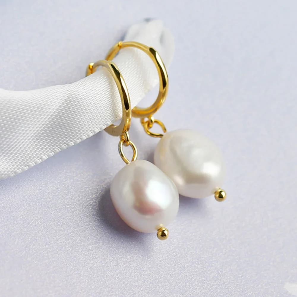 Boucles d'oreilles tendance en acier inoxydable avec perles naturelles irrégulières pour femme, bijoux de piercing, dropshipping
