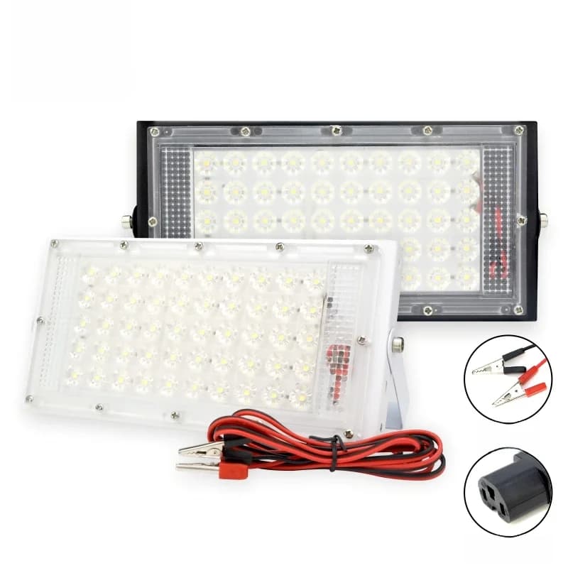 DC 12 V-85 V 50 W LED projecteur extérieur projecteur 12 v Volt réflecteur Led Portable lumière de sécurité connecter avec batterie