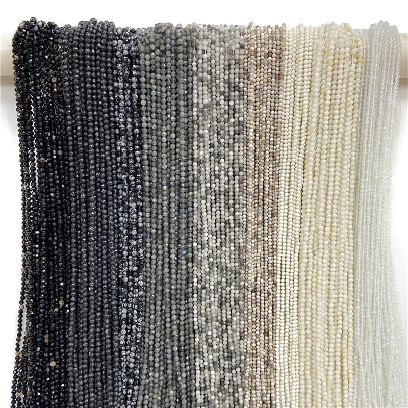 2 3 4 MM noir blanc facettes pierre gemme naturelle minéraux perles en vrac petite graine croûte Quartz pierre entretoise perles fabrication de bijoux
