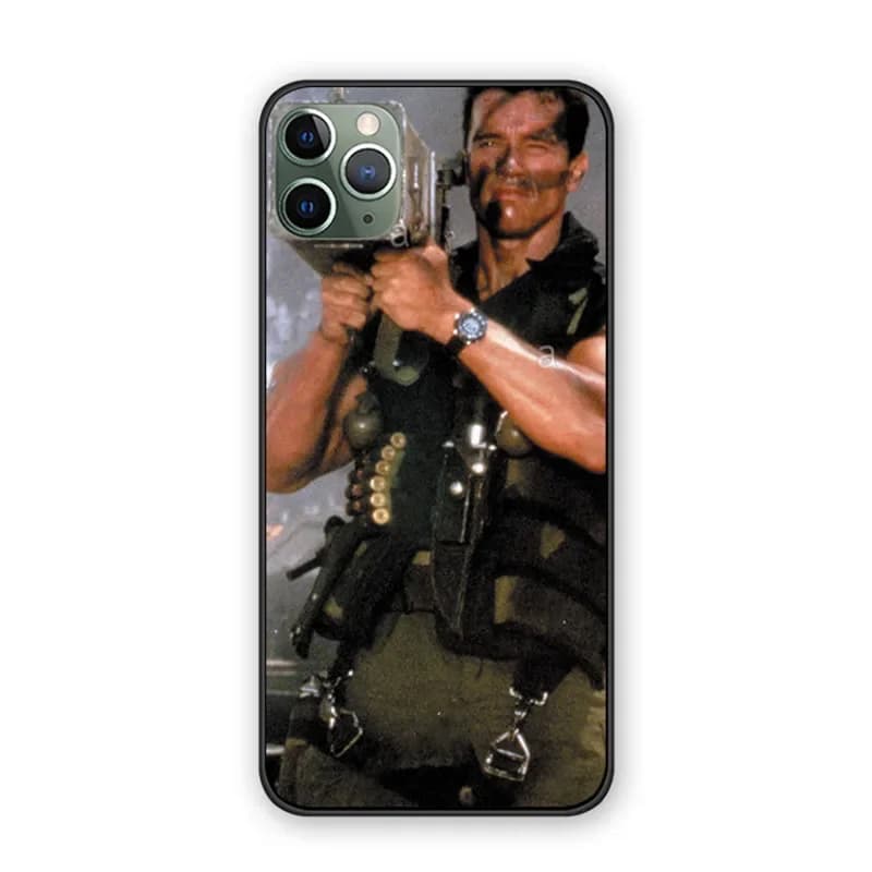 Pour iPhone 14 15 Pro 13 Plus 12 Mini 11 Pro Max X XS XR SE7 8 6 6s Plus housse de téléphone Arnold-Schwarzenegger 1985 coque souple noire