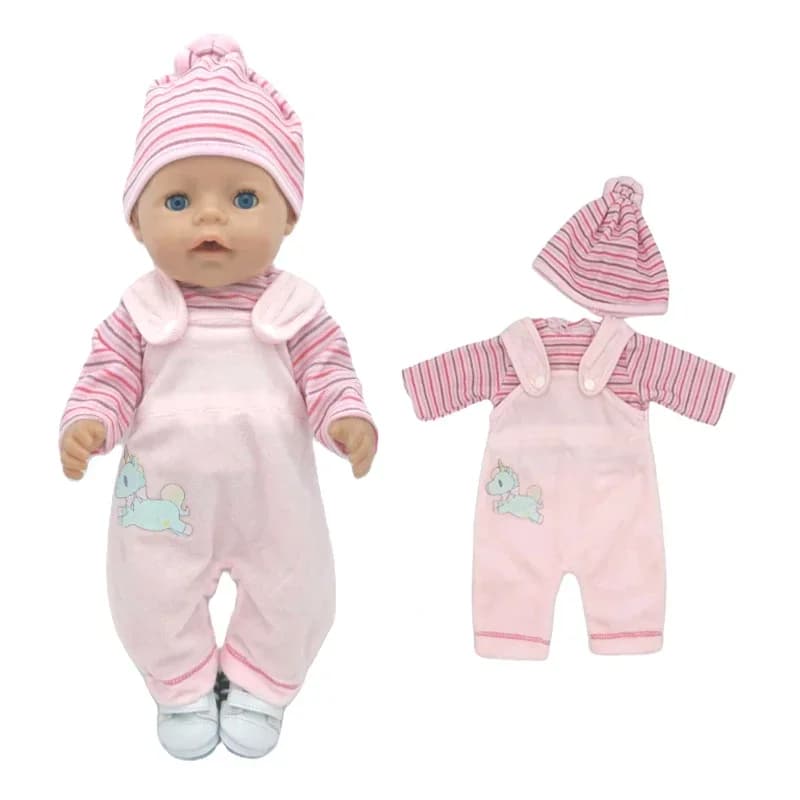 Barboteuse licorne pour poupée 40cm 43cm, ensembles de vêtements pour poupée de bébé né pour 18 pouces, manteau, accessoires, vêtements de jouets