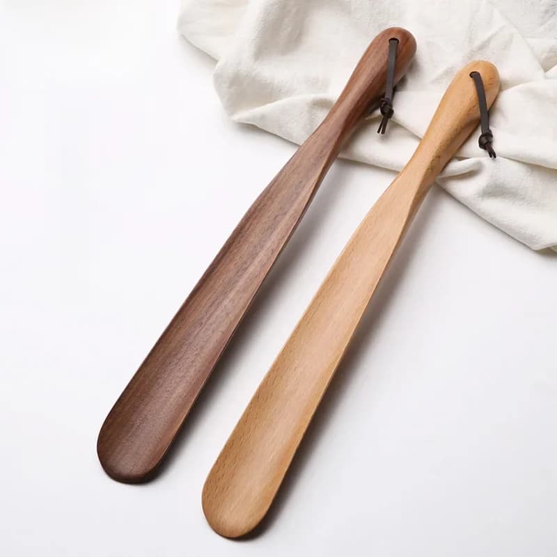 Corne à chaussures professionnelle en bois de noyer noir, Flexible, à Long manche, lève-chaussures utile, cuillère à chaussures professionnelle, outils pour la maison