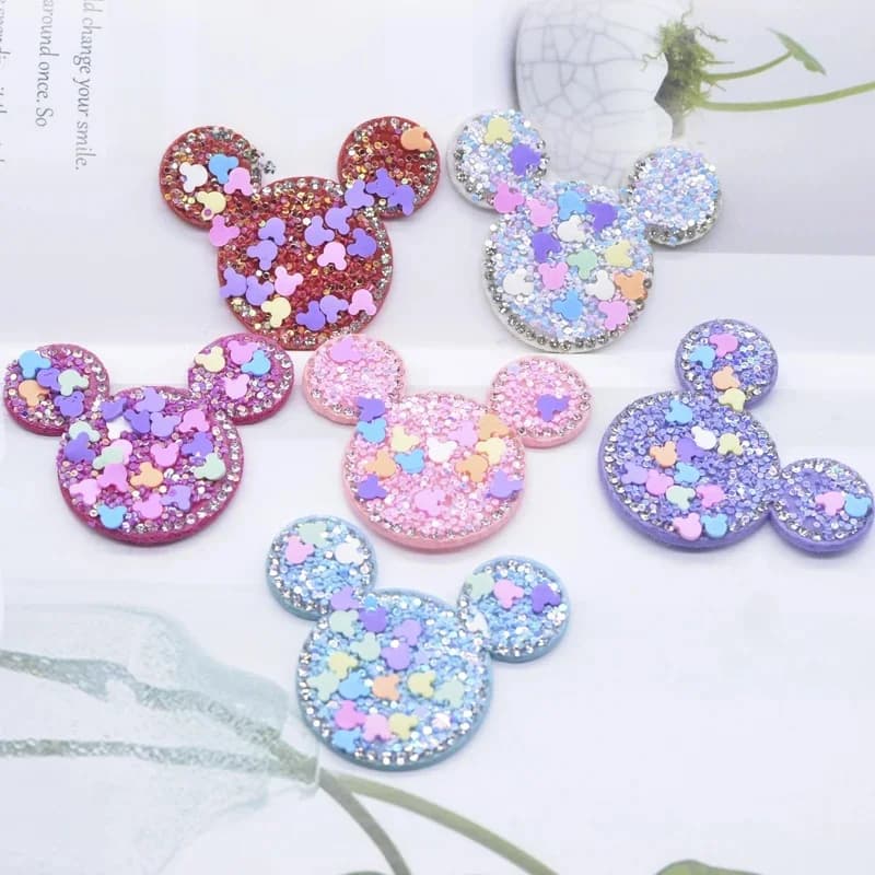 Tête de souris en argile avec biscuits, appliques pour bricolage, patchs décoratifs pour vêtements, pinces à cheveux pour vêtements de sauna, accessoires pour nœud, 6 pièces, 52x42mm