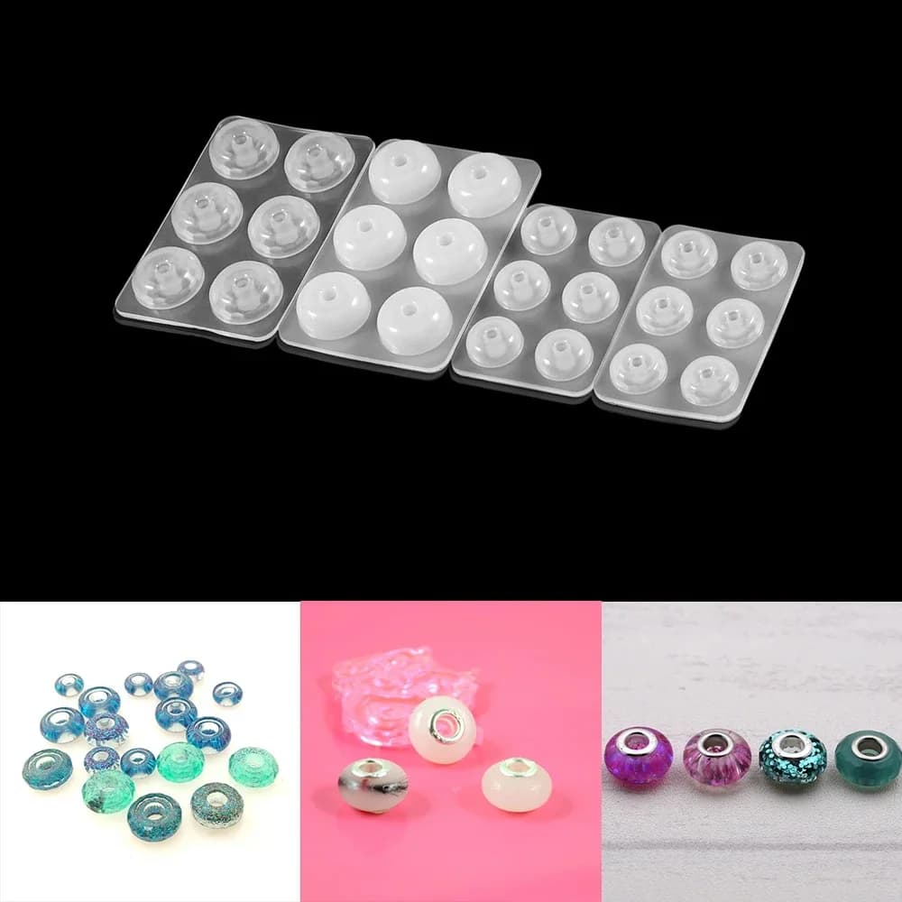 Perles plates en résine époxy, 1 pièce, grand trou, perle, moule en Silicone, adapté pour collier, Bracelet, bricolage, résine, accessoires de fabrication de bijoux