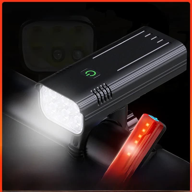 Lampe de poche avant aste USB pour vélo, lampe de vélo, lampe de sauna, lampes de vélo VTT, batterie 10000, 1200mAh, 18650