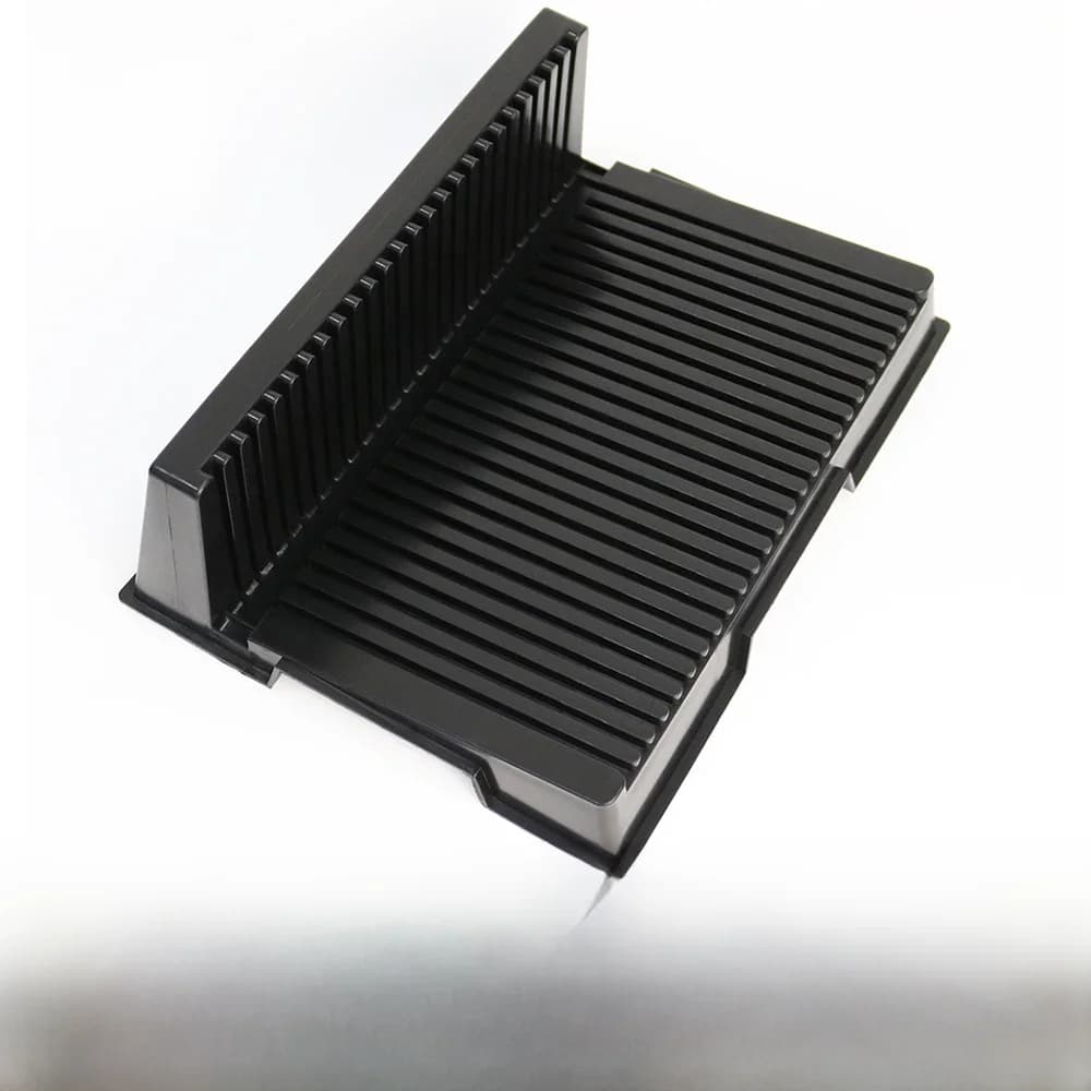 ESD Q-PC3 Pcb support de stockage antistatique 270X210X95mm 25 fentes en plastique noir antistatique plateau en forme de L support empilable