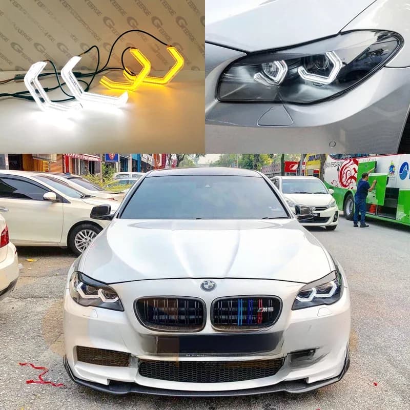 Hexagon Eyes Halo Rings, LED super lumineuse, 3D, lumière du jour, BMW F10, F11, F18, 520i, 523i, 525d, 528i, 530d, 530i, 535d, 535i, M5