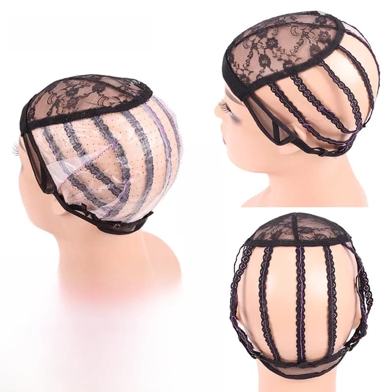 1 pièces/lot 2 pièces/lot dissoudre bonnet de perruque avec sangle réglable S M L dôme casquettes filets à cheveux en plastique Plussign perruque faisant Base maille bonnet de perruque