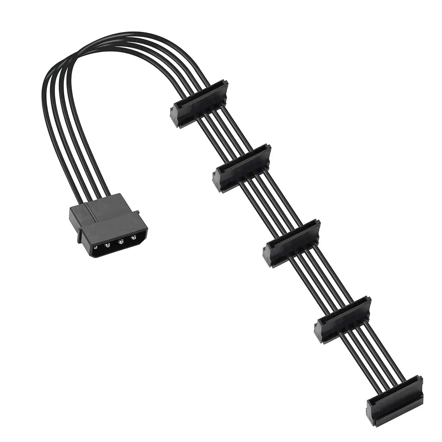Câble adaptateur répartiteur d'alimentation SATA 1 vers 5 IDE Molex 4 broches pour serveur PC, 1 pièce, haute qualité, pratique et durable, 18AWG, noir, 40cm