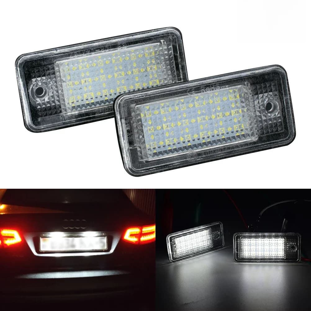 2 pièces Canbus voiture plaque d'immatriculation lumière LED blanc arrière étiquette d'immatriculation lumières remplacement Direct 2 ans de garantie pour Audi A3 8p A4 B6 B7