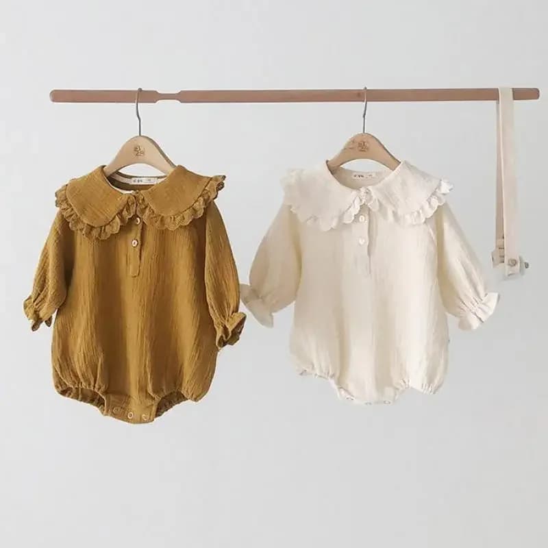 Tenue en coton à col à volants pour bébé fille, combinaison de batterie pour nouveau-né, vêtements de printemps et d'automne