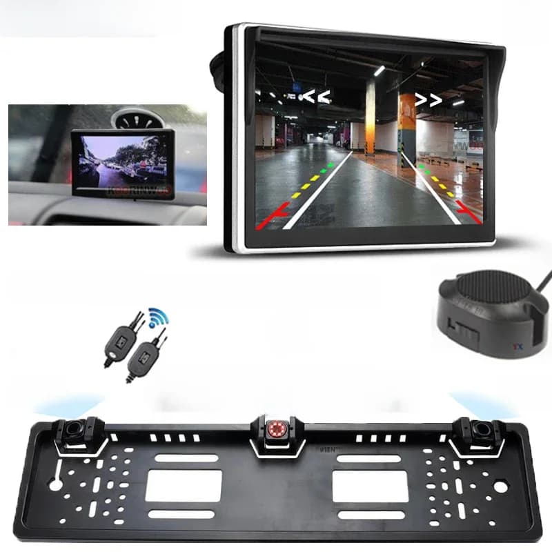 Koorinwoo-Cadre de plaque de planificateur de numéro UE, ParkStapWireless, capteurs de stationnement de voiture, s'agisse dynamique, caméra de recul, support de fenêtre