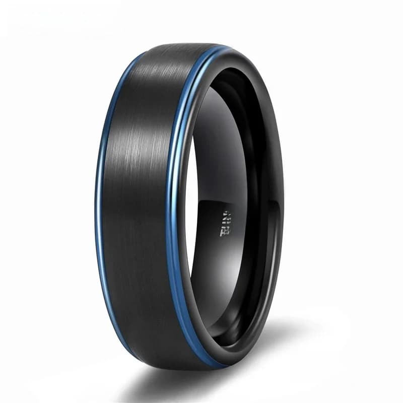 Tigrade femmes hommes bague noire avec ligne bleue brossé 6mm 8mm carbure de tungstène bijoux quotidiens unisexe anneaux foncé