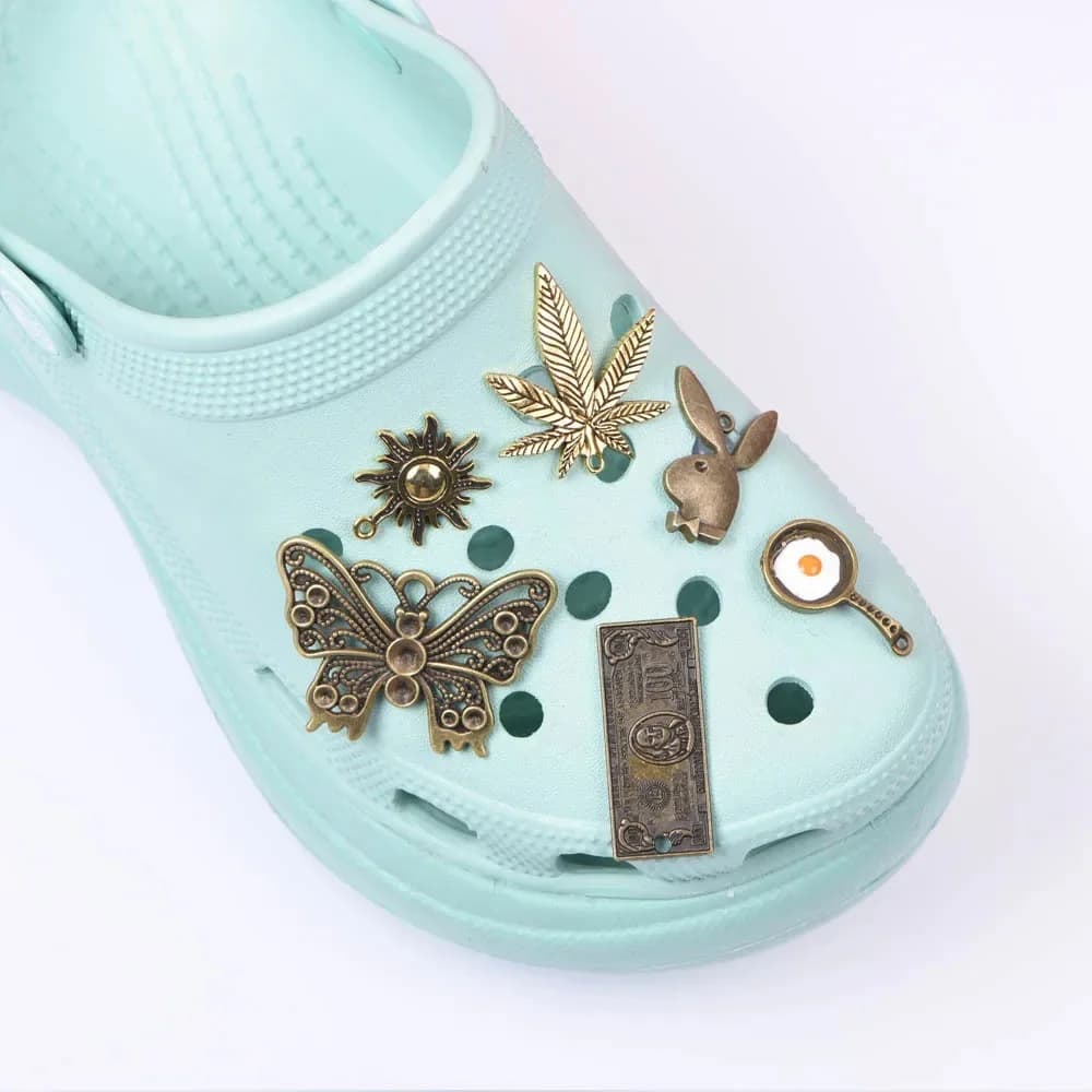 Breloques de chaussures en métal pour enfants et adultes, bronze antique, argent, document bricolage, décorations de chaussures faites à la main, construction pour filles