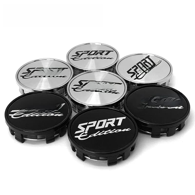 Capuchon de moyeu de jante de roue de voiture, enjoliveur de roue automatique, enjoliveur anti-poussière, noir chromé, logo SPORT, 54mm, 52mm-50mm, 4 pièces