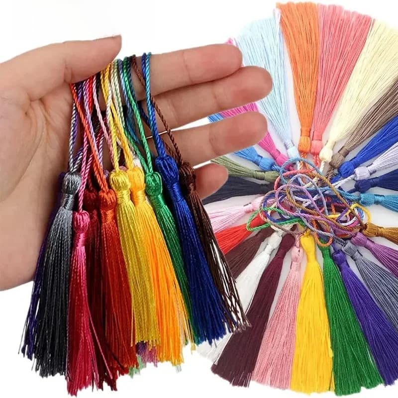 Glands soyeux de 13cm avec boucle de cordon, 100 à 500 pièces, marque-page doux et brillant fait à la main pour la fabrication de bijoux, accessoire de couture artisanal DIY