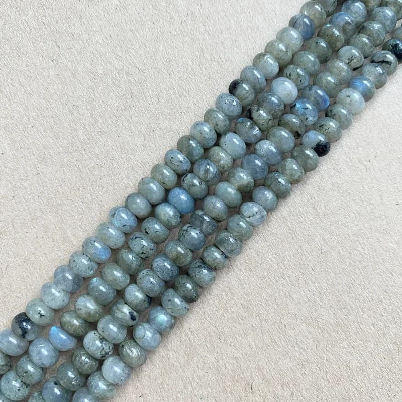 Perles en pierre naturelle lisse, forme Rondelle, Labradorite grise, 7 pouces, perles en vrac 4x6 5x8mm, taille au choix pour la fabrication de bijoux DIY