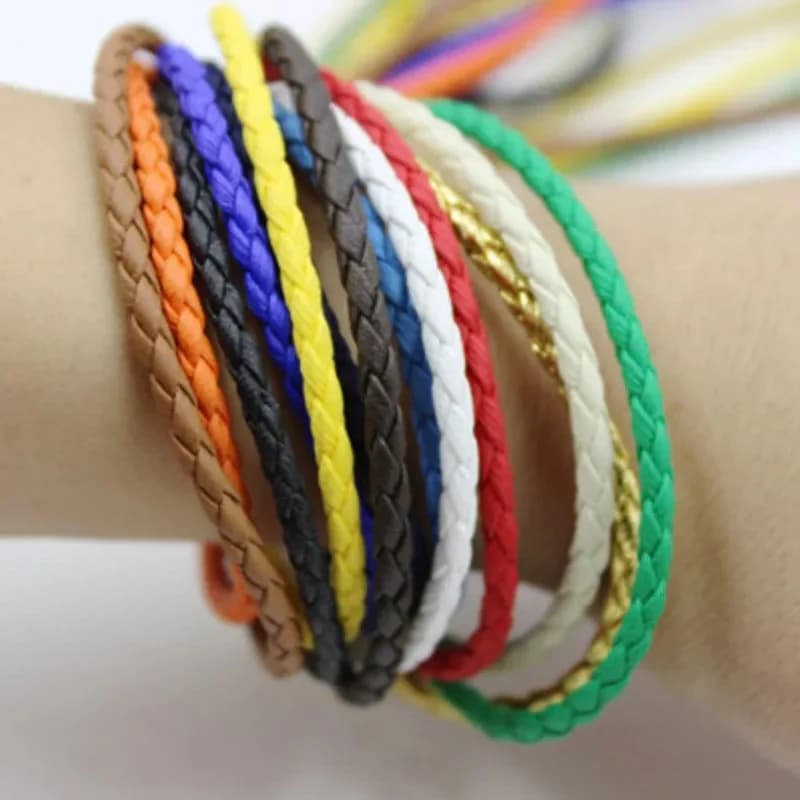 Bracelet en Cuir PU Tressé Coloré de 5 Mètres, Rond de 3mm, Solide, pour Documents, Collier, Bracelet, pour Travaux Manuels