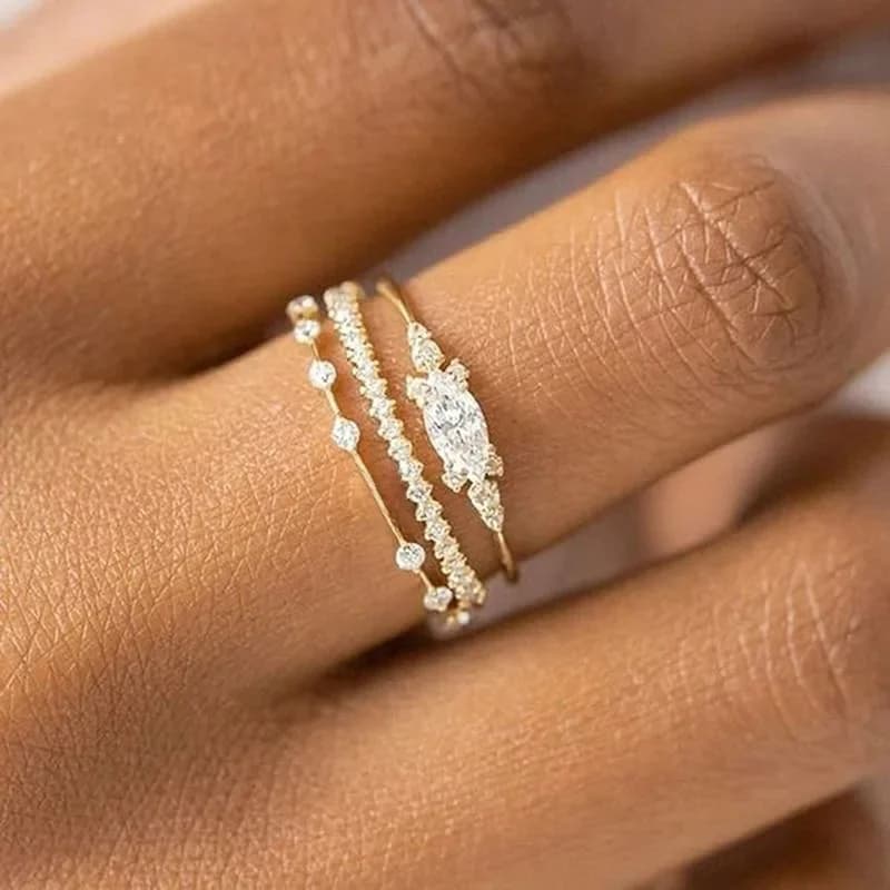 Bagues tendance couleur or style INS pour femmes, bagues délicates en zircon de luxe pour anniversaire, bijoux KAR229