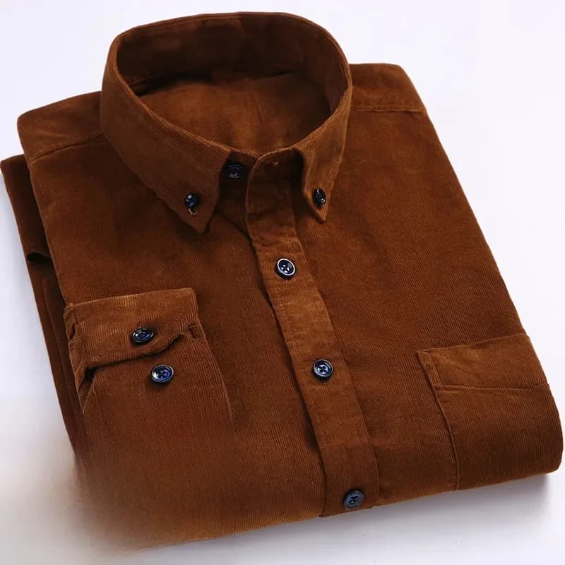 Chemises décontractées pour hommes en velours côtelé 100 % coton, col boutonné, manches longues, chaudes et confortables, grande taille 6XL, collection automne/hiver 2026