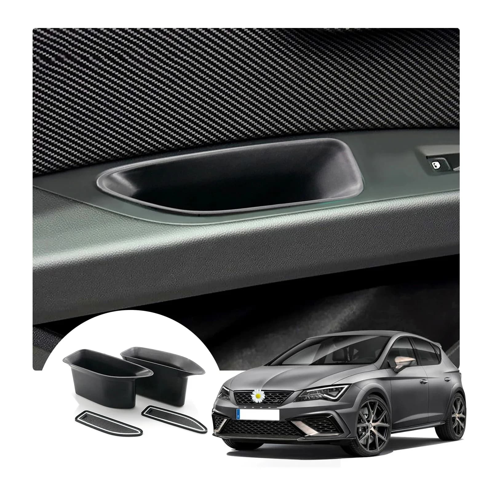 RUIYA – baril de rangement de porte de voiture, pour Leon MK3 Leon Cupra 5F 2013 – 2019, boîte de rangement de porte avant, intérieur automobile, accessoires Leon MK3