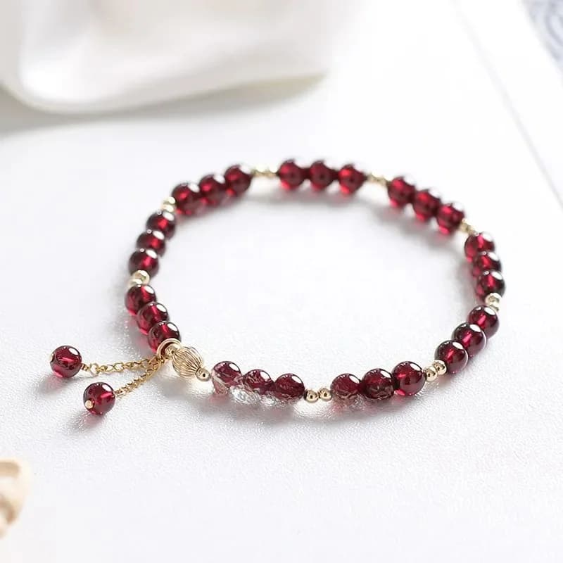 Bracelets fins en perles de pierre de grenat naturelle plaqués or 14 carats Ruifan pour femmes et filles, bijoux fins, site officiel