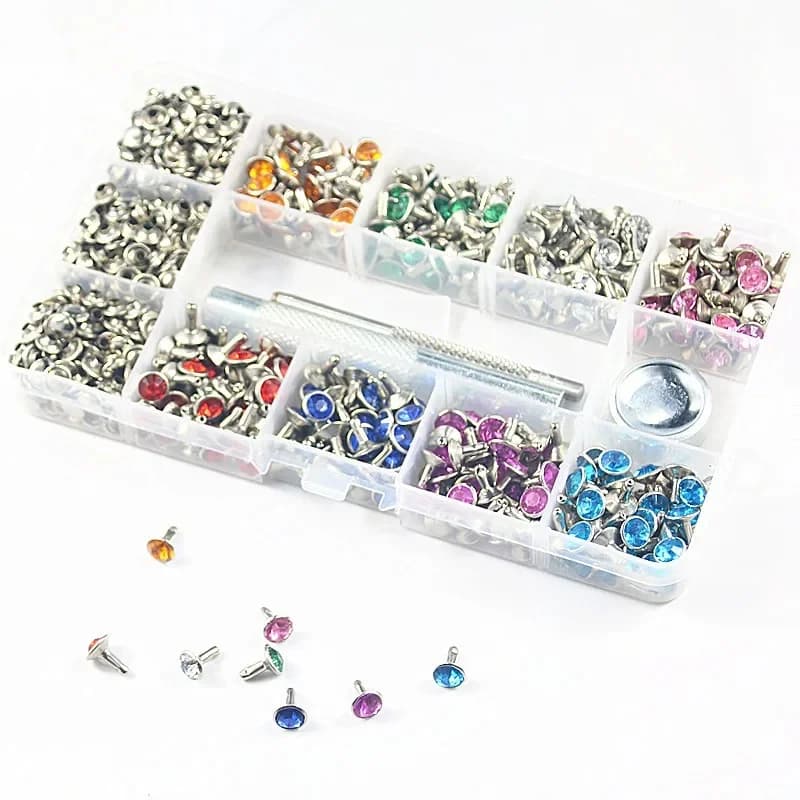 Rivets à pointes de diamant punk pour ceinture en cuir et sac à main, goujons en biscuits décoratifs, rivet double face bricolage avec outil, 8 couleurs, 400 pièces