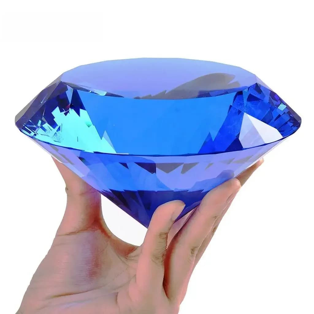 6 cm, 8 cm 10 cm verre cristal bleu diamant décoration bijou presse-papier, idée de décoration cadeau pour noël, anniversaire de Thanksgiving