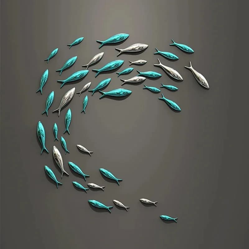 Décoration murale poisson galvanoplastie 3D, pendentif créatif, pâte murale, fond TV de restaurant