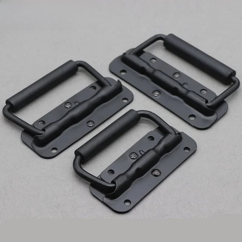 Poignée à ressort pliante pour bagages, poignée noire, boîte à outils, anneau mobile, équipement industriel, activité d'armoire, boutons de meubles, nervure