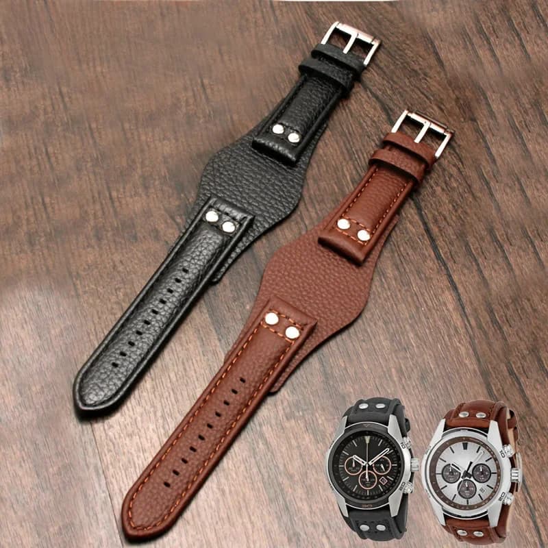 Bracelet de montre en cuir véritable fait main pour homme, bracelet de montre avec virus, fossile CH2891, CH3051, CH2564, CH2565, 22mm