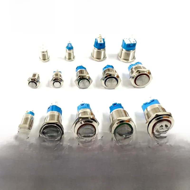 Interrupteur à tête haute en métal, 12/16/19/22mm, bouton d'alimentation, étanche, rond, plat, lumière LED, auto-verrouillage, réinitialisation automatique