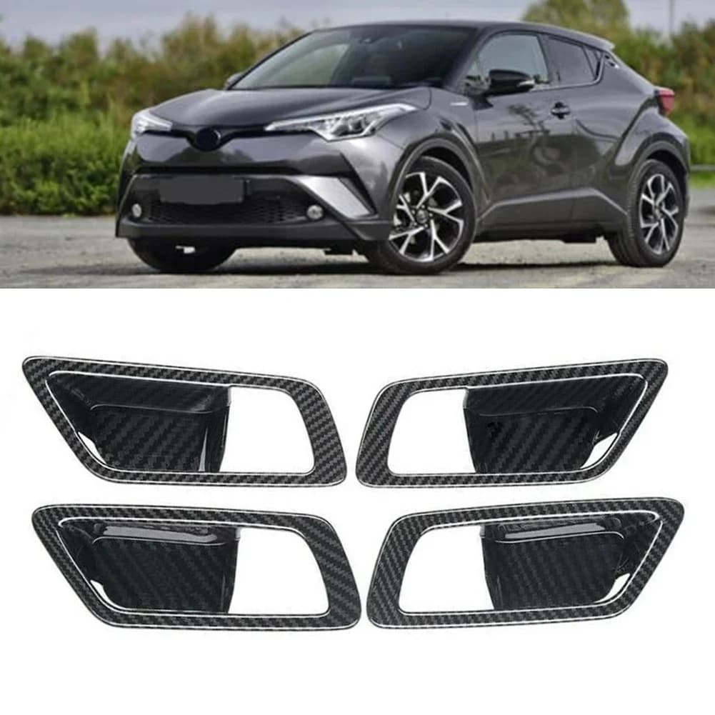 Poignée de porte intérieure en Fiber de carbone ABS, 4 pièces, pour Toyota CHR C-HR 2016 2017 2018 2019 2020 2021, couvercle de bol, garniture, accessoires de voiture