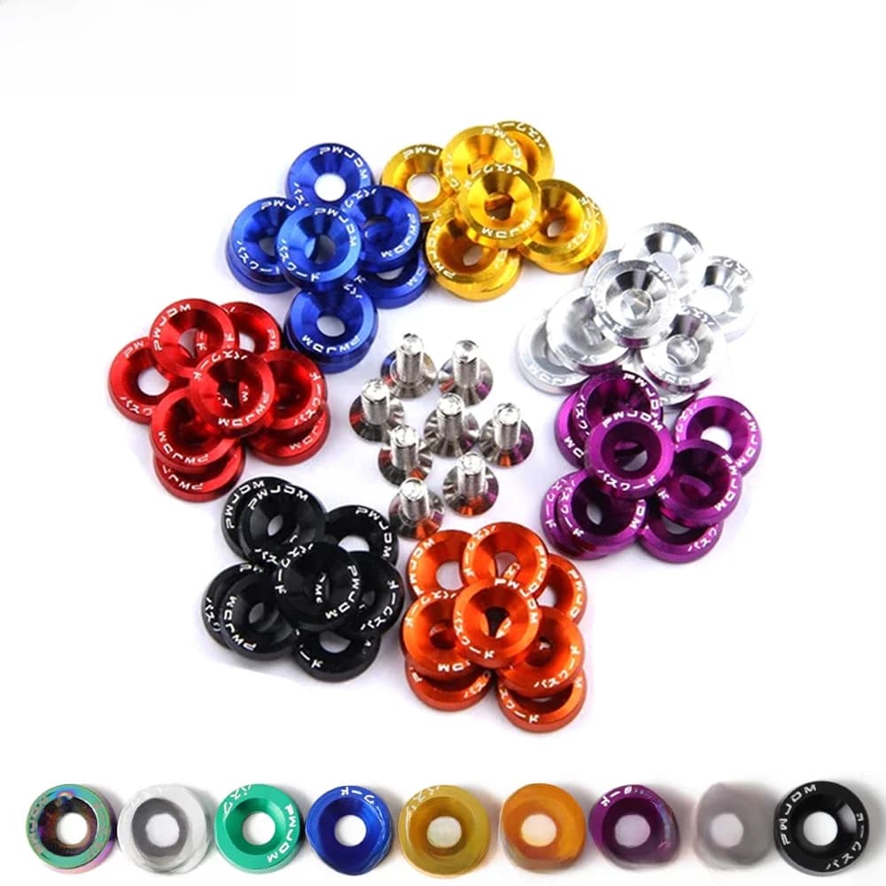 DSYCAR 1 jeu de boulons de rondelle de pare-chocs de garde-boue en aluminium, Kit de vis de baie de moteur, boulons JDM M6x20mm