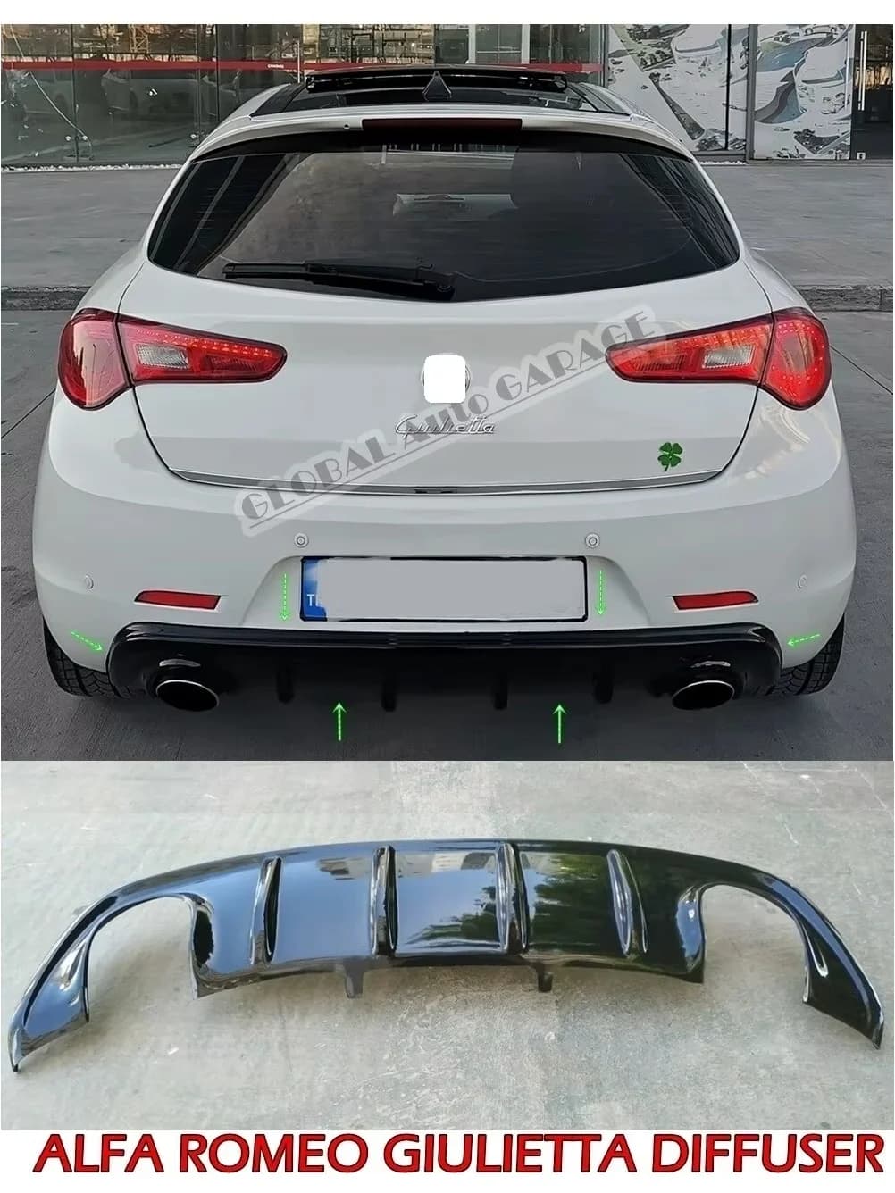 Pour Alfa Romeo Giulietta 2010 - 2020 modèle diffuseur faux pare-chocs arrière d'échappement + lèvre avant campagne avantage commande ensemble.