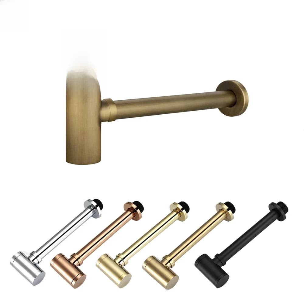 Piège à bouteilles de salle de bains, Siphon, tuyau de vidange d'évier, fixation de salle de bains moderne, bouchon de filtre Pop-Up chromé brossé noir pour la maison
