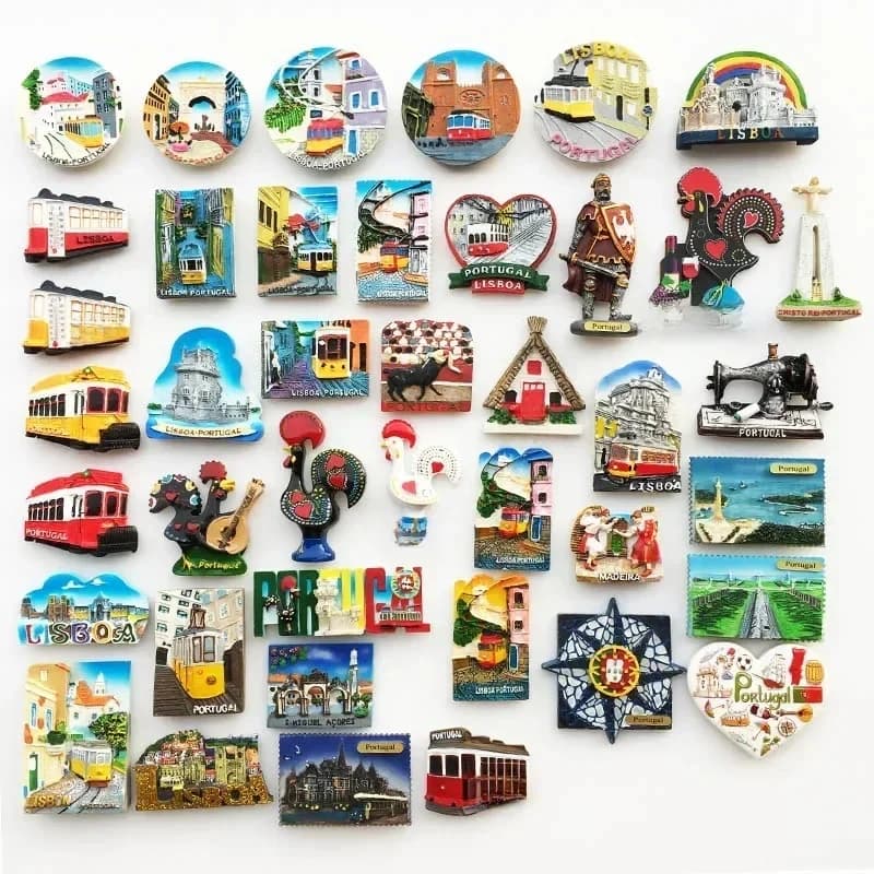 Aimants de réfrigérateur portugais Souvenir Lisbonne Tramway Madeira résine magnétique réfrigérateur autocollants Souvenir touristique décorations pour la maison