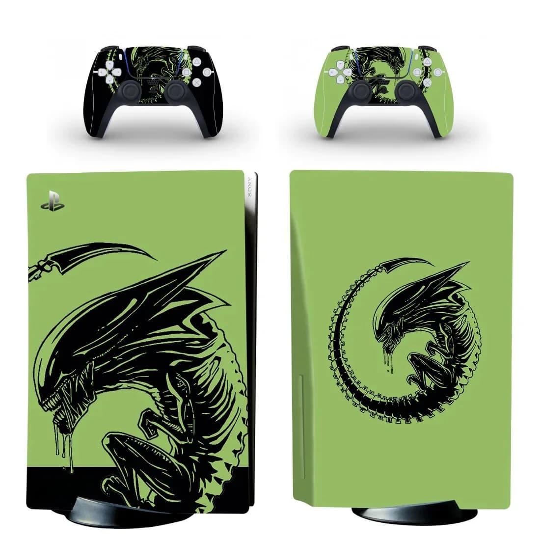 Autocollant de peau de disque Alien PS5 pour Console et 2 contrôleurs, autocollants de protection en vinyle