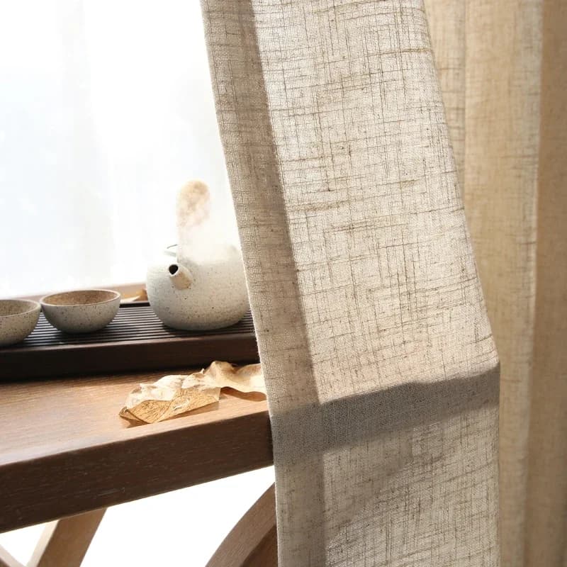 Fil de rideau en ramie semi-ombragé en lin de style japonais, fil de chanvre nordique, rideaux en lin de couleur pure, salon, rideau personnalisé