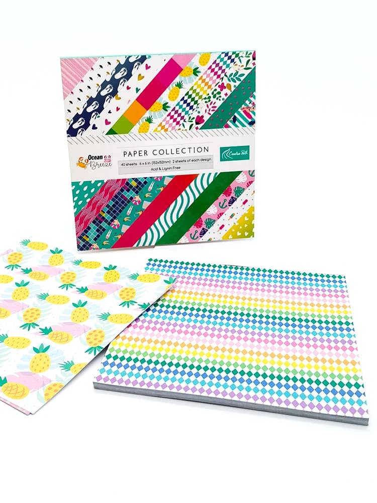 Bloc de papier décoratif pour scrapbooking, motif ananas de plage, format 6x6 pouces, idéal pour le journaling et les loisirs créatifs d'origami.