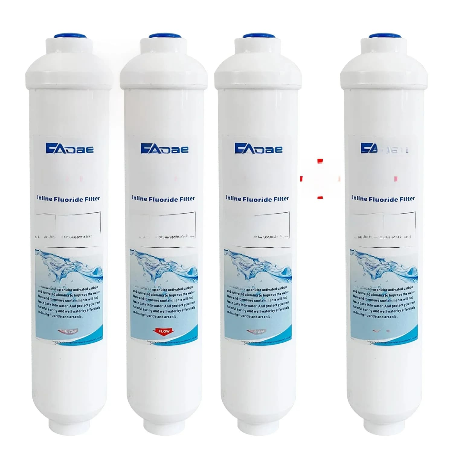 Filtre à eau en ligne universel 10 ", pour l'élimination du chlore, du fluor et de l'arsenic (3 + 1 gratuits)