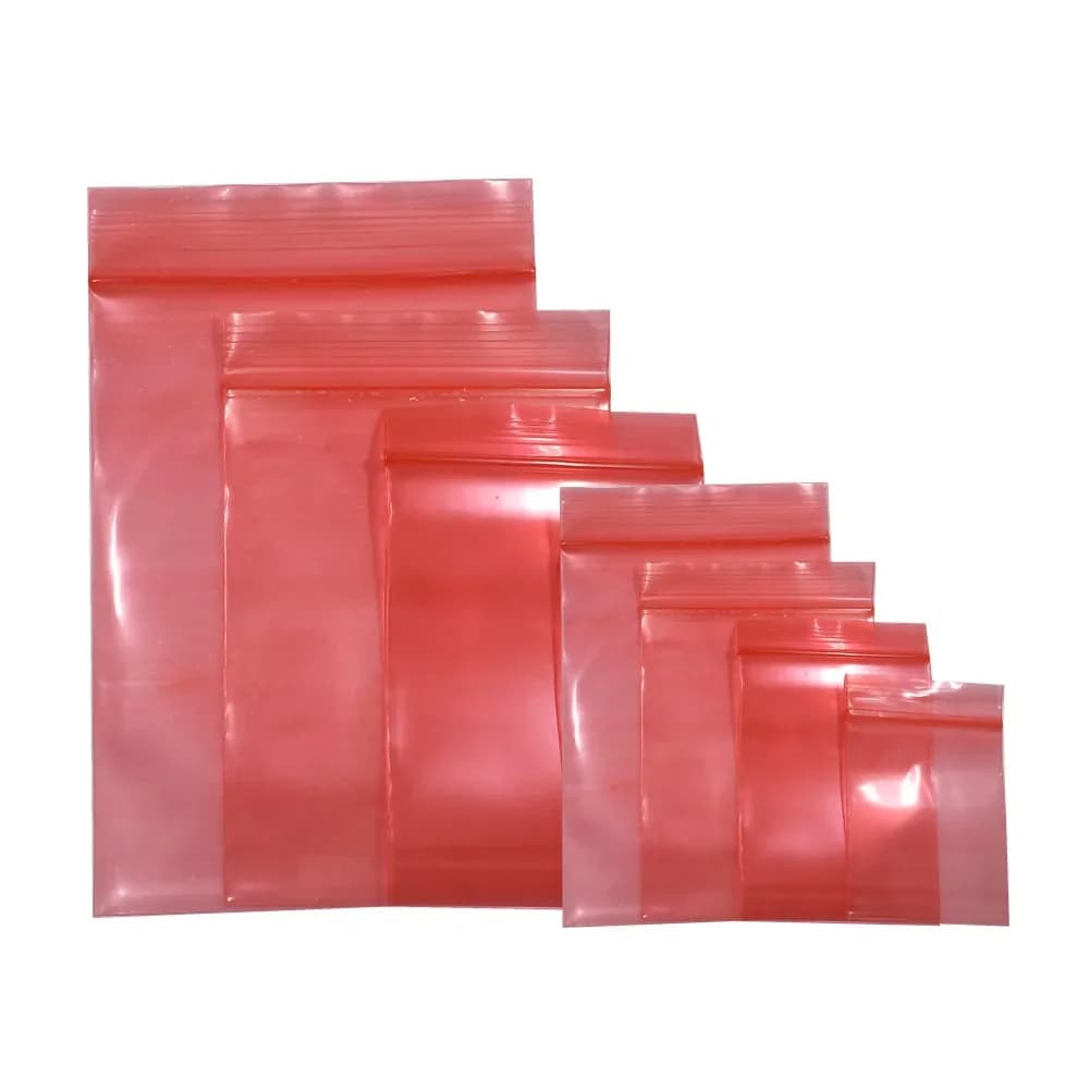 AWEPK 100 pièces PE auto-scellant rouge ESD blindage antistatique sac fermeture éclair sacs antistatique paquet pochettes pour le stockage électronique