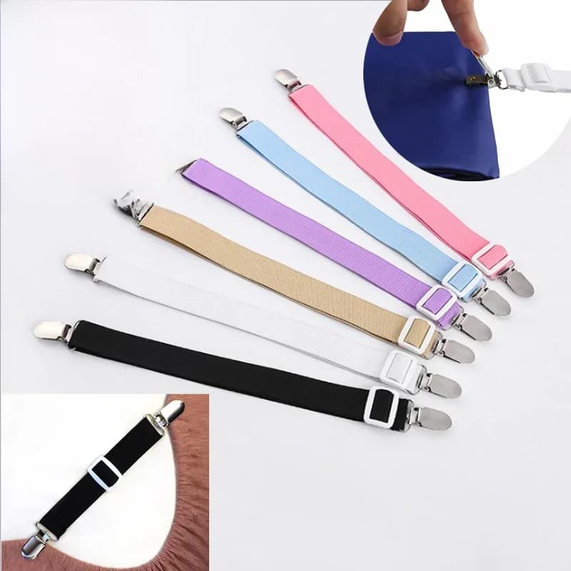 2/4 pièces Pinces de fixation élastiques réglables pour draps de lit, housses de canapé et matelas, attaches d'angle, accessoires d'organisation pour textiles de maison