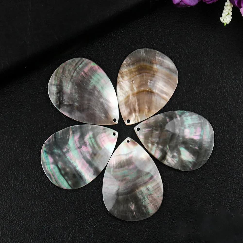 Pendentif goutte d'eau en nacre noire naturelle, 2 pièces, breloque en coquillage de Tahiti, boucle d'oreille, collier, serpillière, DIY, fabrication de bijoux, accessoire
