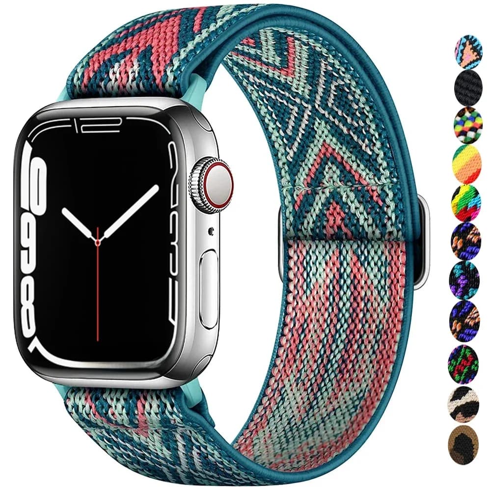 Scrunchie Strap pour Apple Watch Band, Bracelet en nylon, Correa iWatch Series 8, 7, SE, 6, 5, 3, 4, 45mm, 41mm, 44mm, 40mm, 38mm, 42mm, Ultra 49mm