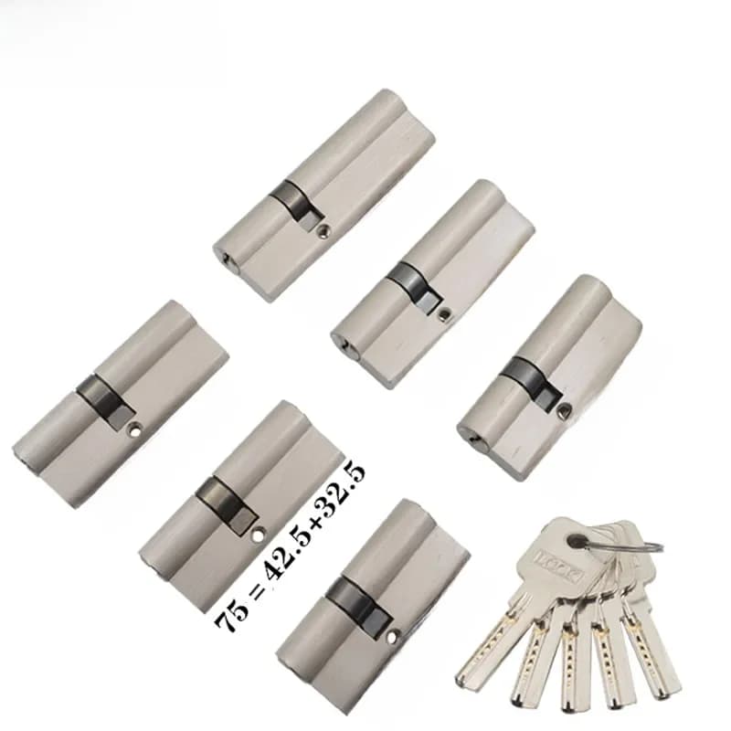 Cylindre de serrure asymétrique en laiton sur mesure, ouverture des deux côtés, 5 clés, noyau de serrure pour porte en acier plastique, porte coupe-feu